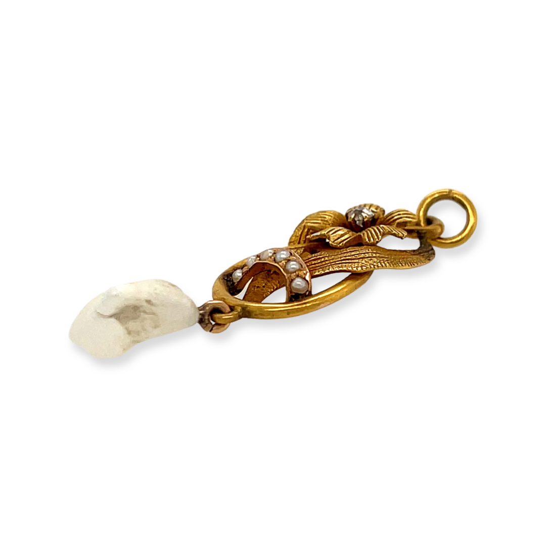 Antique Victorian Era Gold Diamond Enamel Locket Bracelet 