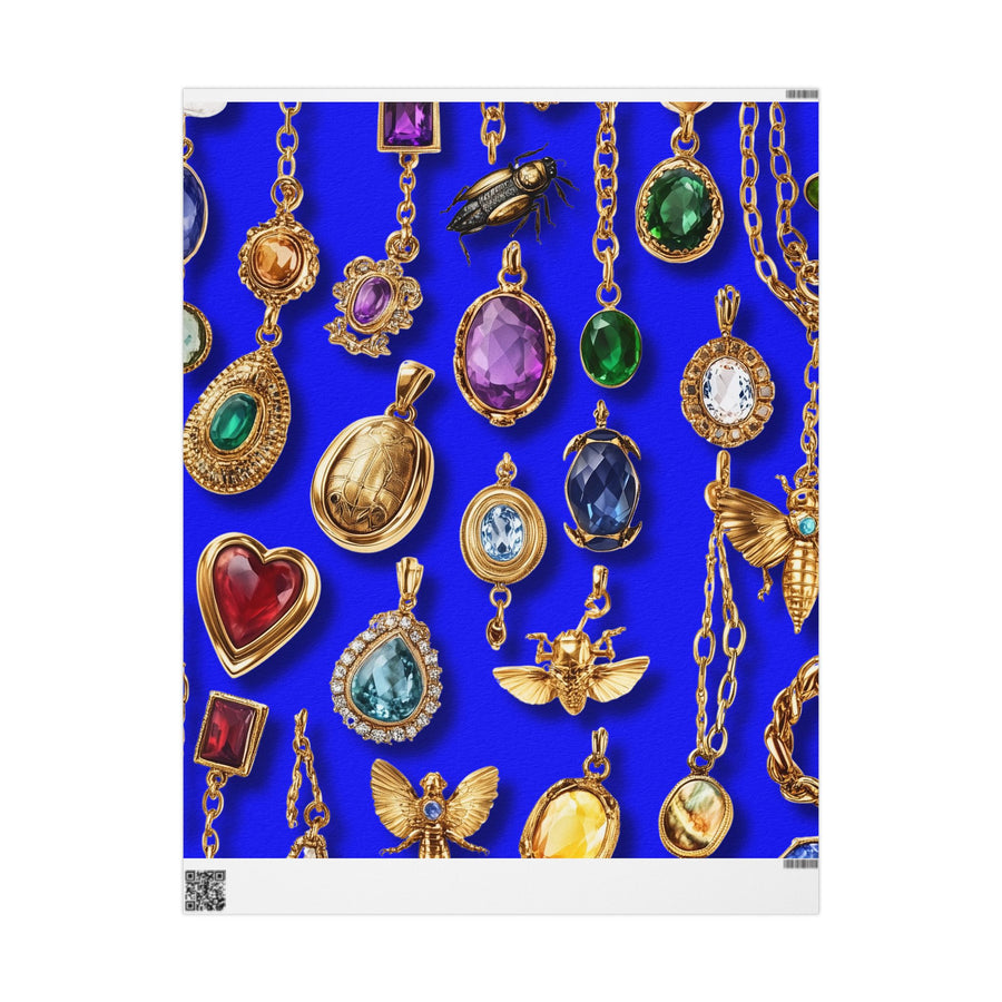 Gemstone Pendants Gift Wrap on Blue