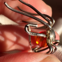 Vintage Sterling Silver & Amber Spider Brooch/Pin