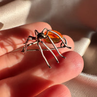 Vintage Sterling Silver & Amber Spider Brooch/Pin