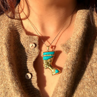 Vintage 18k Lapis & Turquoise Nefertiti Pendant