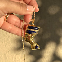 Vintage 18k Lapis & Turquoise Nefertiti Pendant