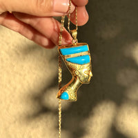 Vintage 18k Lapis & Turquoise Nefertiti Pendant