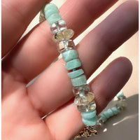 Amazonite, Green Amethyst, and Golden Topaz Handmade Beaded Goldfilled Necklace