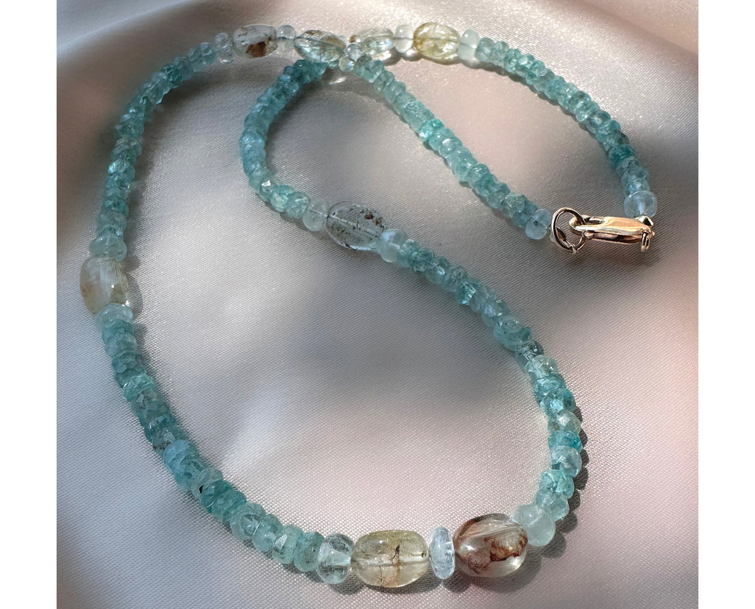 Aquamarine Handmade Beaded Goldfilled Necklace