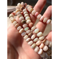 Pink Peruvian Opal and Ethiopian Opal Hand-Knotted Pink-Silk Sterling Silver Necklace