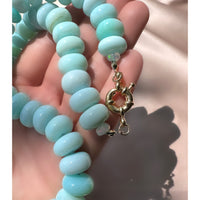 Sky-Blue Peruvian Opal and Ethiopian Opal Hand-Knotted Silk-Cord Goldfilled Necklace