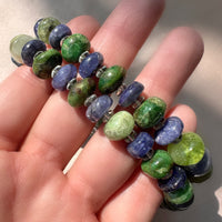Tanzanite, Tsavorite Garnet, and Green Amethyst Handmade Beaded Goldfilled Necklace