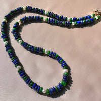 Lapis Lazuli, Tsavorite Garnet, and Pearl Beaded Goldfilled Necklace