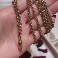 Video of Gold-filled 54-inch Victorian Muff/Long-Guard Belcher Chain with Dog Clip