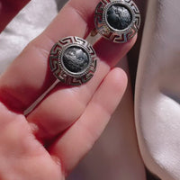 Video of Vintage Sterling Silver Greek Key Cufflinks in Hand