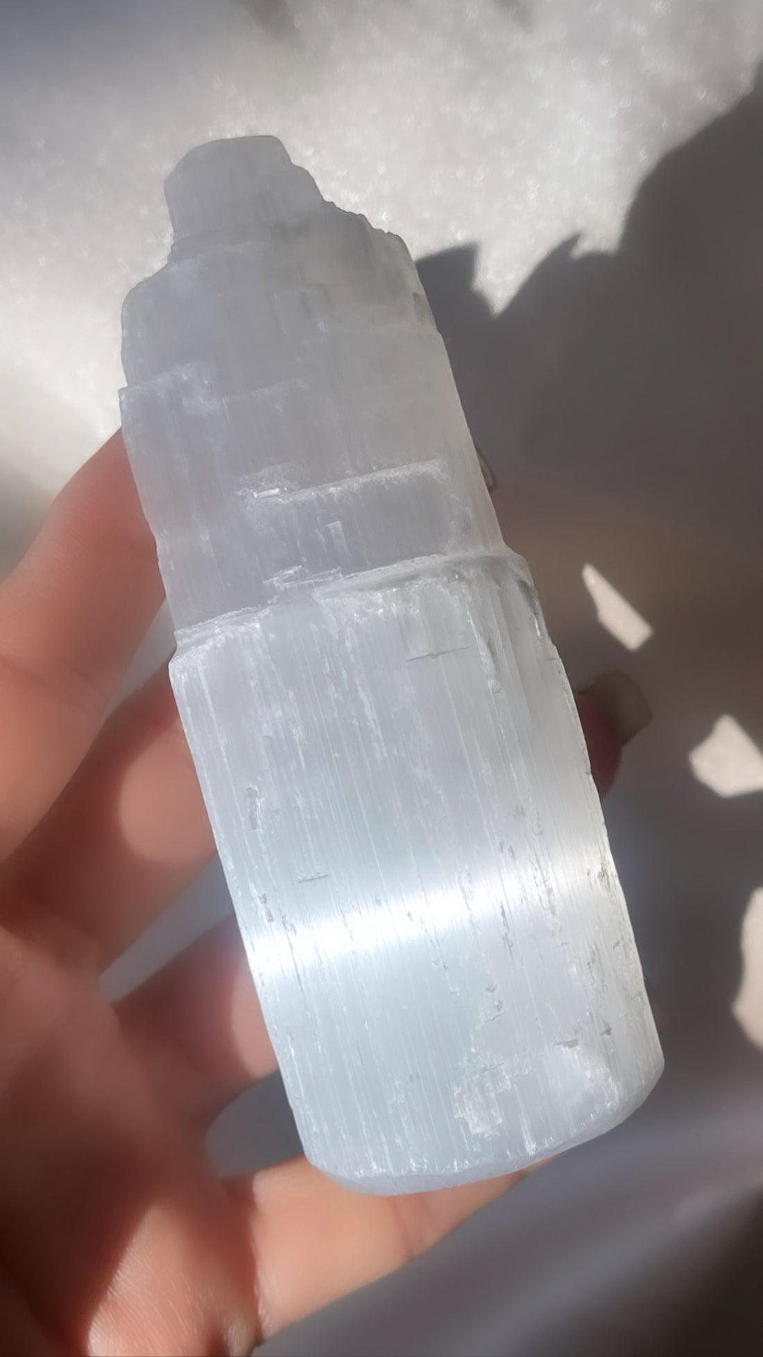 a pair of natural selenite towers