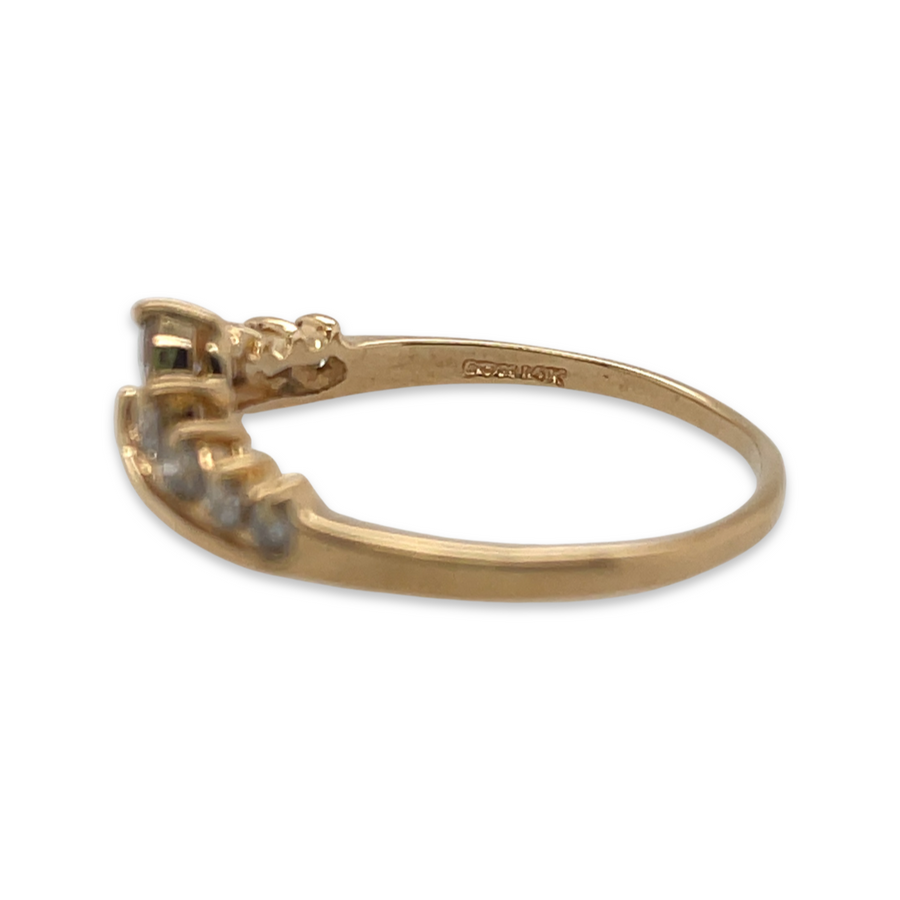 14K Yellow Gold Vintage .25ctw Nine-Diamond Stacking Ring Tiara Band, Perfect for Wedding, Bridal, Anniversary Gift Side View