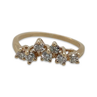 14K Yellow Gold Vintage .45ctw (SI1&2) Seven Diamond Ring Stacking Tiara Band, Perfect for Wedding, Bridal, Engagement Enhancer