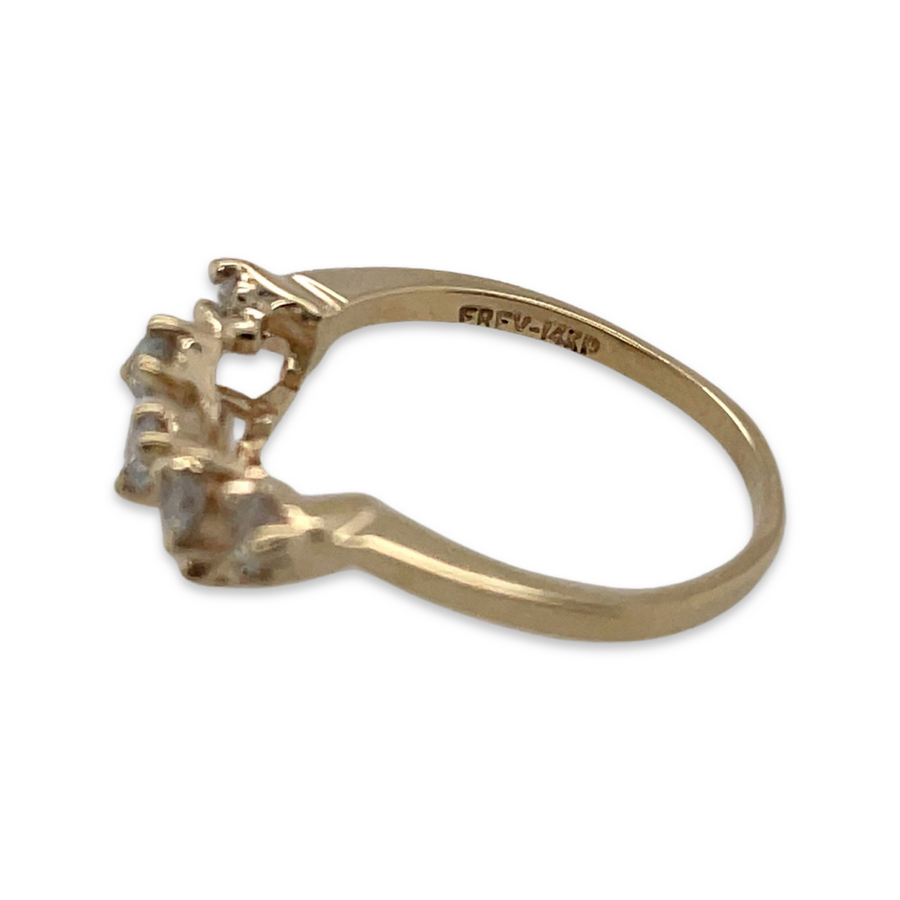 14K Yellow Gold Vintage .45ctw (SI1&2) Seven Diamond Ring Stacking Tiara Band, Perfect for Wedding, Bridal, Engagement Enhancer Side View Hallmark