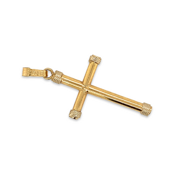 Vintage 10k Yellow Gold Catholic Cross Pendant with Rope Details