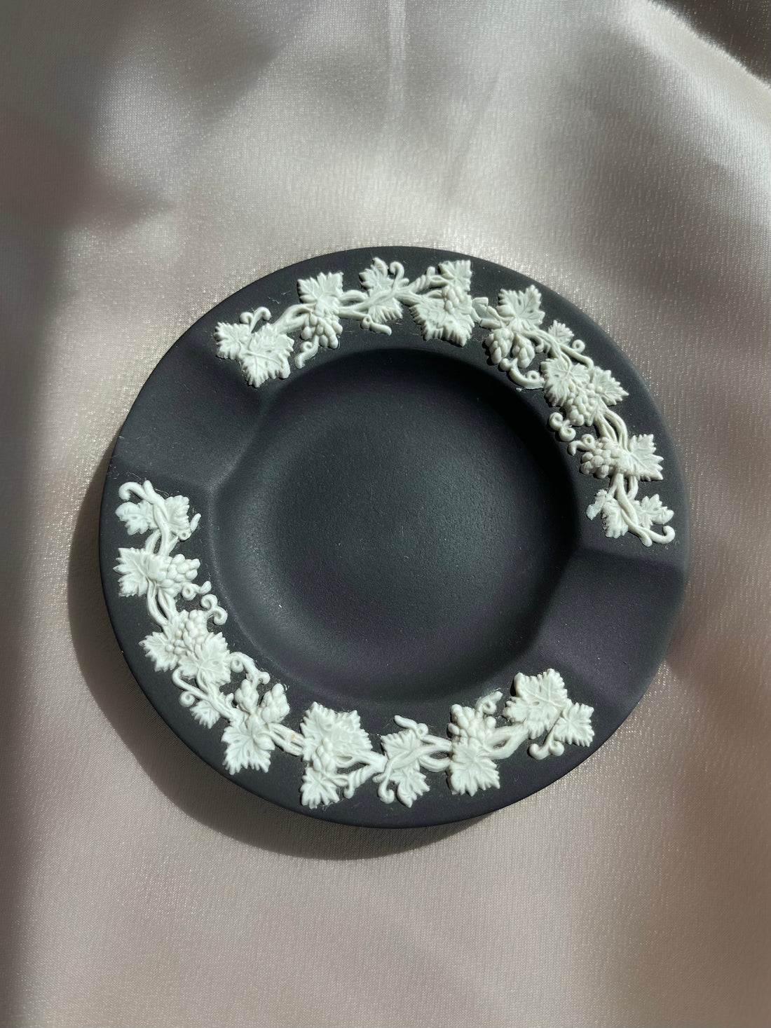 Vintage Black-and-White Wedgwood Made in England Porcelain Ashtray, Perfect as a Jewelry Dish