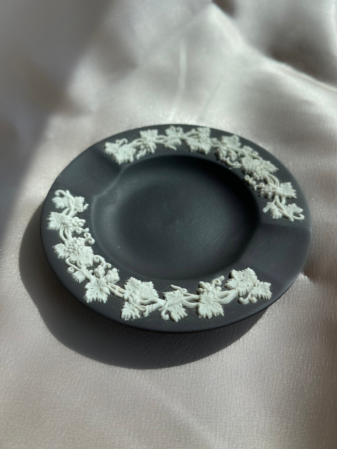 Vintage Black-and-White Wedgwood Made in England Porcelain Ashtray, Perfect as a Jewelry Dish