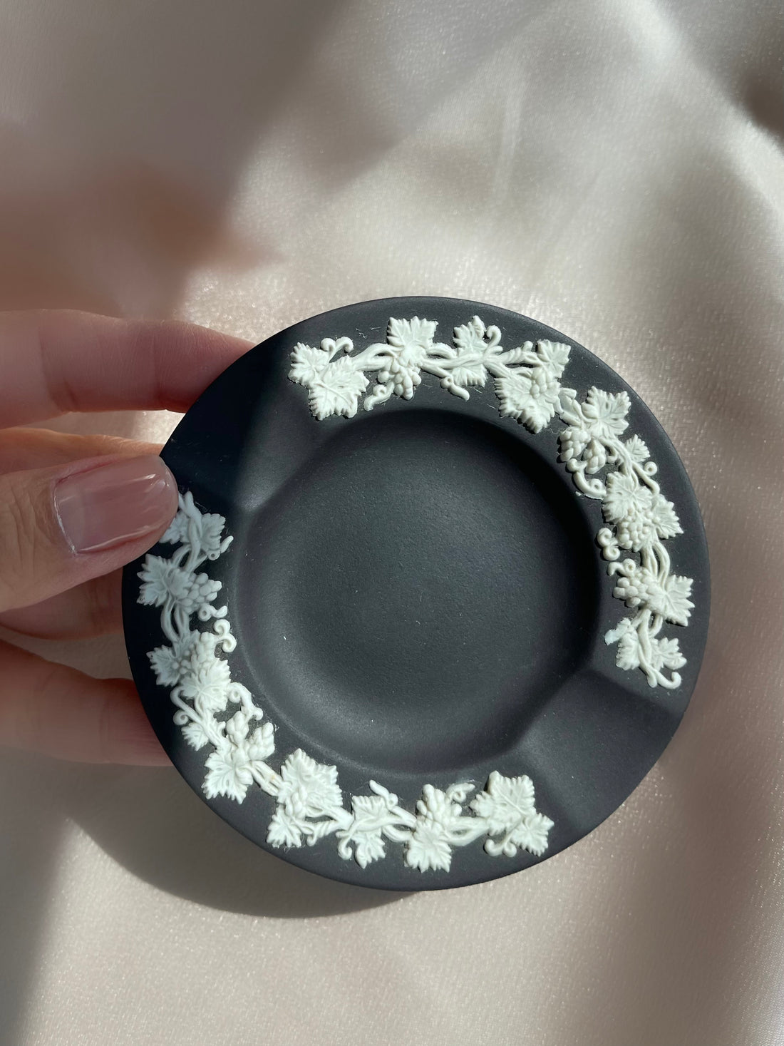 Vintage Black-and-White Wedgwood Made in England Porcelain Ashtray, Perfect as a Jewelry Dish