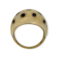 Vintage 18k Yellow Gold Black and White Enamel Dome Ring Polka Dot Unique Statement Ring Side View