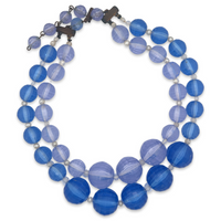 Vintage 1950's Plastic Crystal Ombre Blue Beaded Necklace