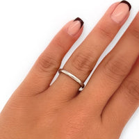 Vintage 14k Plain White Gold Band Ring Alternative Wedding Band Bridal Engagement on Ring Finger