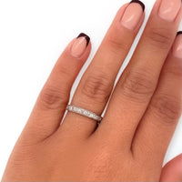 Vintage Platinum .21ctw Seven Diamond Inscribed "1955" Band Ring, Alternative Wedding, Engagement, Bridal, Marriage on Ring Finger