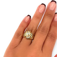 Vintage 14k Yellow Gold Channel Set .70ctw Diamond Knot Ring Alternative Bridal Wedding Anniversary Gift Idea on Ring Finger
