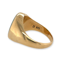 14k Yellow Gold Vintage Grade-A Green Apple Jade Signet-Style Ring Showing 14k Hallmark