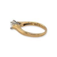Vintage 14k Yellow Gold Princess-Cut .50ct (G/VS) Diamond Solitaire Ring, Engagement Wedding Bridal Marriage Side View