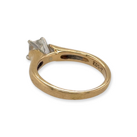 Vintage 14k Yellow Gold Princess-Cut .50ct (G/VS) Diamond Solitaire Ring, Engagement Wedding Bridal Marriage Back View Two Tone