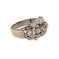 Antique 14k White Gold Belle Epoque-Era Old Mine Cut Diamond Filigree Ring Alternative Engagement Wedding Anniversary Bridal Side View