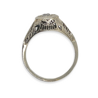 18k White Gold Art Deco Antique .25ct (F/SI) Diamond Solitaire Ring, Alternative Engagement, Bridal Showing Details