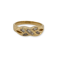 Vintage 14k Yellow Gold .33ctw Baguette Diamond Ribbon-Style Infinity Symbol Ring Alternative Bridal Anniversary Gift Idea