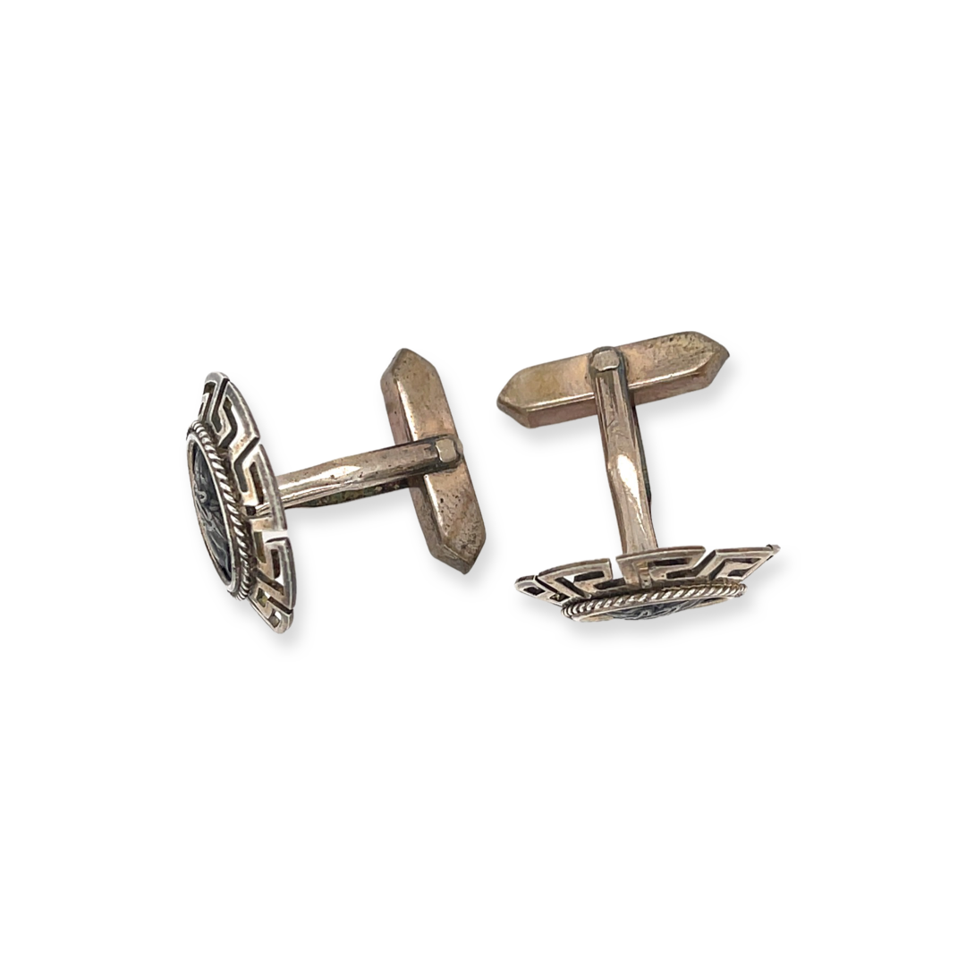 Vintage Sterling Silver Greek Key Cufflinks