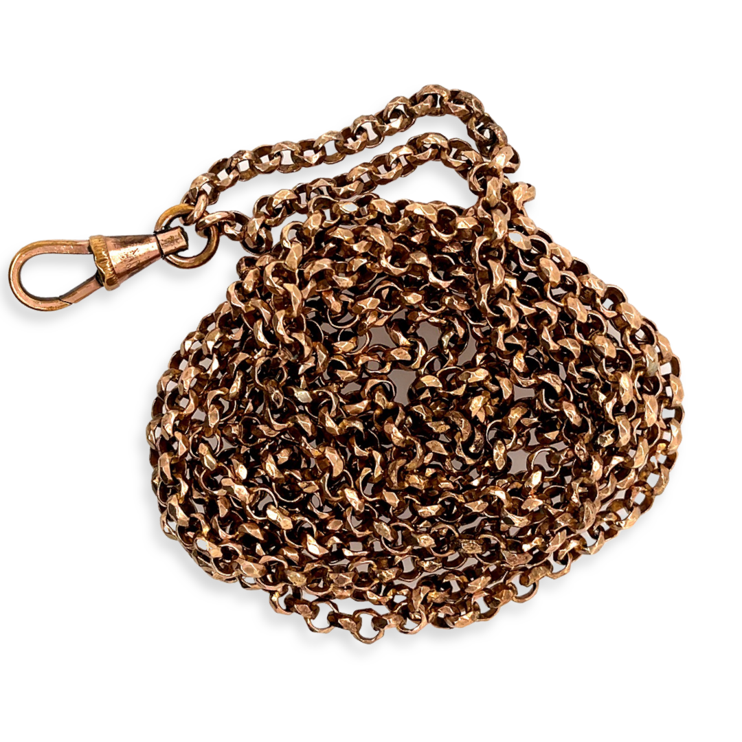 Gold-filled 54-inch Victorian Muff/Long-Guard Belcher Chain with Dog Clip