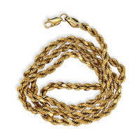 Vintage 14k Yellow Gold 20.25-inch French Woven Sparkle Rope Chain Necklace with Lobster Claw Clasp