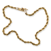 Vintage 14k Yellow Gold 8-Inch Sparkle Woven Rope Chain Bracelet with locking barrel clasp closure