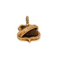 Antique Victorian 16k Yellow Gold Mourning Shield Pendant Conversion with Woven Human Hair Side View