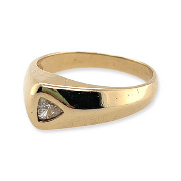 Vintage 14k Yellow Gold .30-Carat (G/VS) Trillion-Cut Diamond Solitaire Ring, Engagement, Bridal Wedding Anniversary Gift Idea