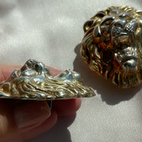 Large Vintage Roaring Lion Sterling Silver Leverback-Post Earrings