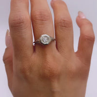Video of 18k White Gold Art Deco Antique .25ct (F/SI) Diamond Solitaire Ring, Alternative Engagement, Bridal on Hand