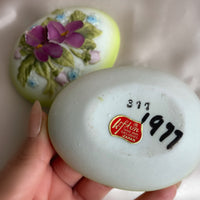 Vintage 1970s porcelain handpainted made in Japan Lefton egg shaped jewelry box