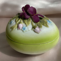 Vintage 1970s porcelain handpainted made in Japan Lefton egg shaped jewelry box