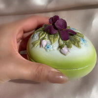 Vintage 1970s porcelain handpainted made in Japan Lefton egg shaped jewelry box