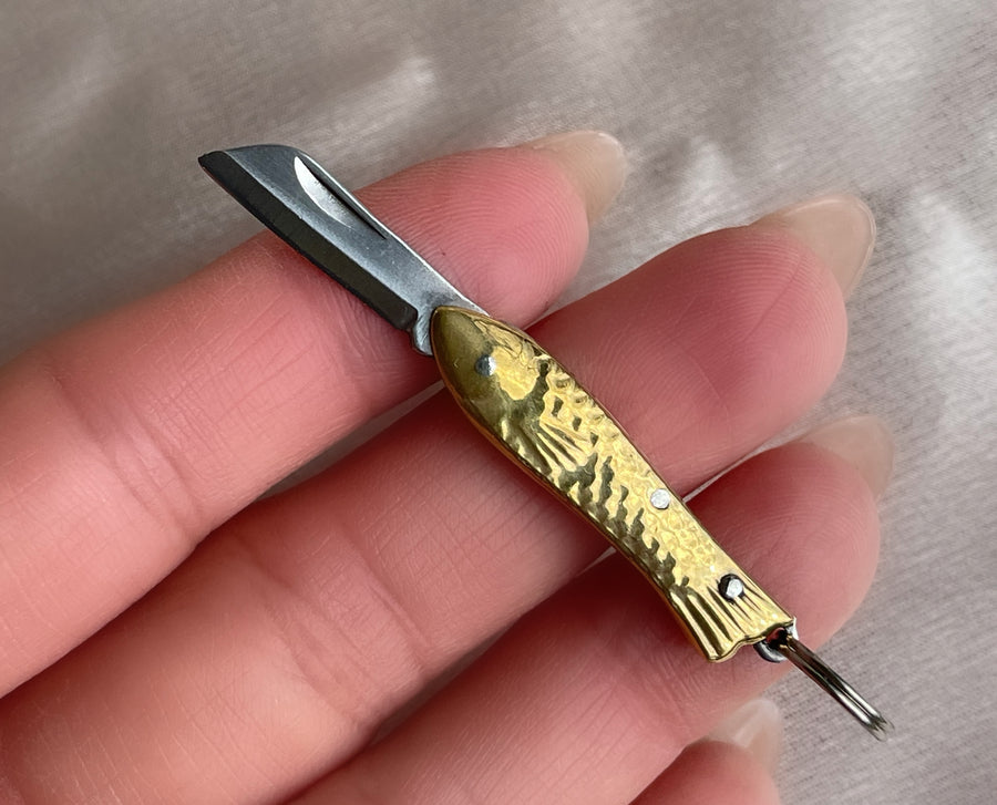 Vintage Mini Fish-Shaped Brass Pocket Knife Pendant – Someday Jewels