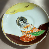 Handpainted Vintage Decorative Jewelry Porcelain China Dish with Woman, Made in Occupied Japan