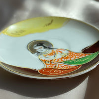 Handpainted Vintage Decorative Jewelry Porcelain China Dish with Woman, Made in Occupied Japan