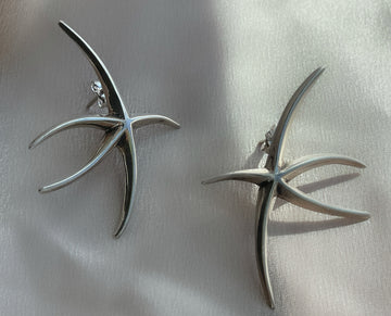 Vintage Sterling Silver Starfish Stud Statement Earrings
